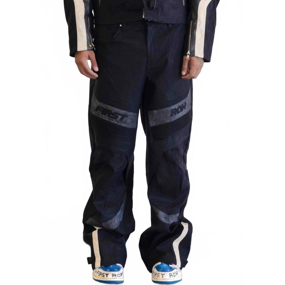 NEW FIRST ROW furious motor racing y2k leather pants in black
